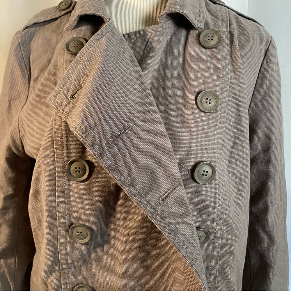 Leith Grey Jacket Military style Coat Doublebreast Size Small 100% cotton Y2K